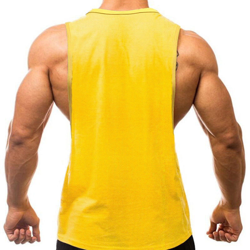 Muscle Men's Fitness Vest tight slim-fit quick-drying I-shaped vest breathable training T-shirt waistcoat sportswear American style