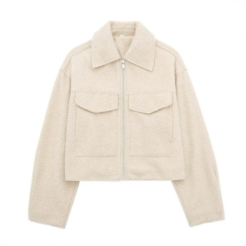European and American Cross-Border 2025 Winter New Women's Street Fashion Gray Faux Fur Short Lapel Jacket Coat