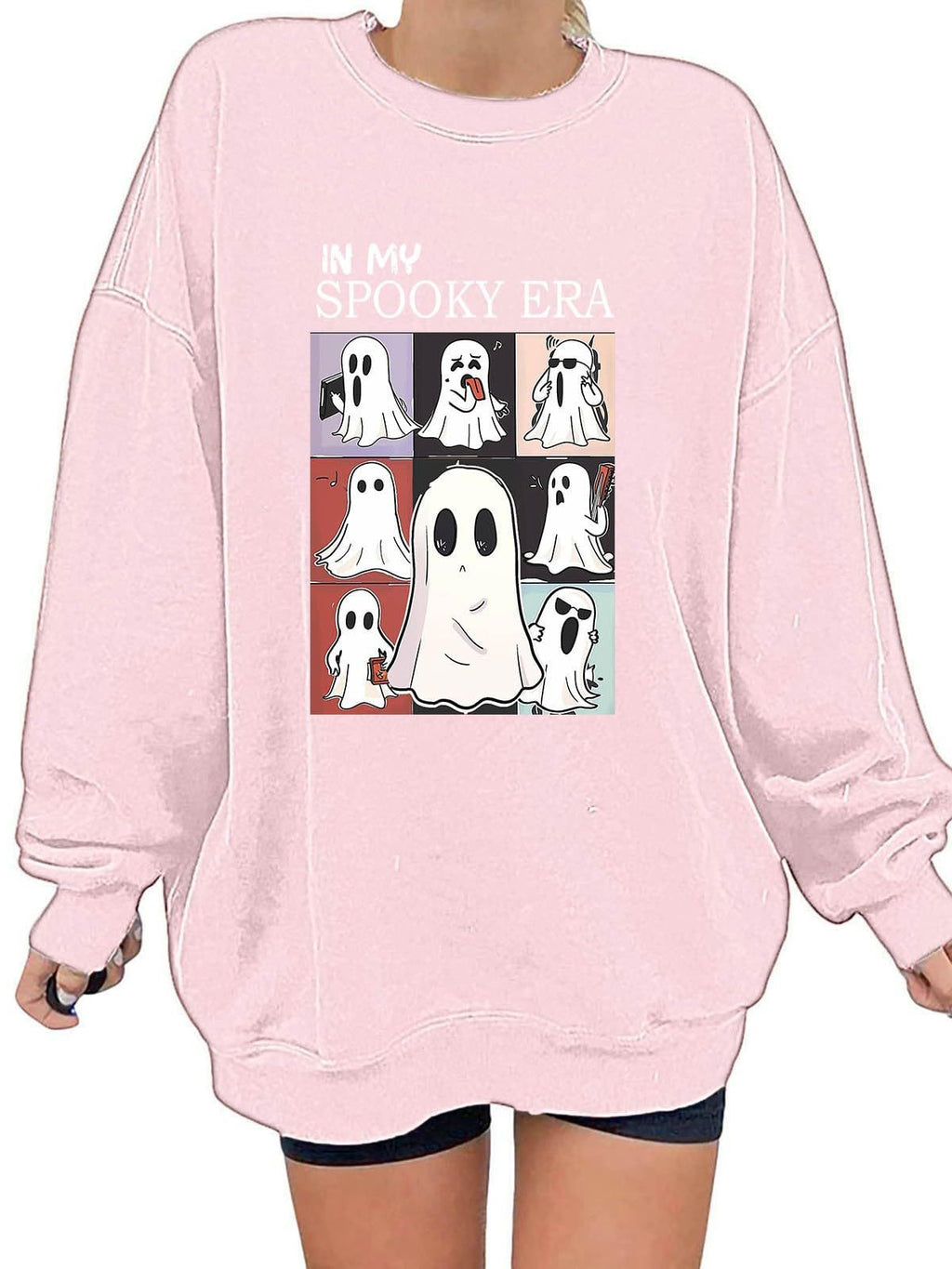 Women Sweatshirtss Halloween Cute Ghost Pattern Long Sleeve Sweater Horror Fall Pullover Tops
