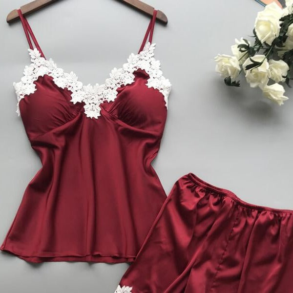 Cross-border Explosions Women's Two-piece Home Pajamas Ins European and American Sexy Women's Underwear Home Pajamas Two-piece Set