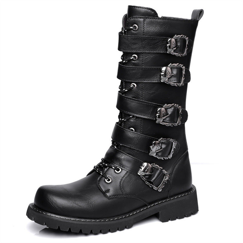 High-Top Long Boots Large Toe Cross-Border Temu Shein Popular Long Boots Men's High-Top Riding Leather Boots Dropshipping