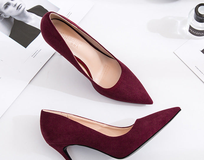 High Heels Women's 2021 New Black All-match French Style Fresh Thin-heel Sexy Mid-heel Professional Pointed Single-layer Shoes
