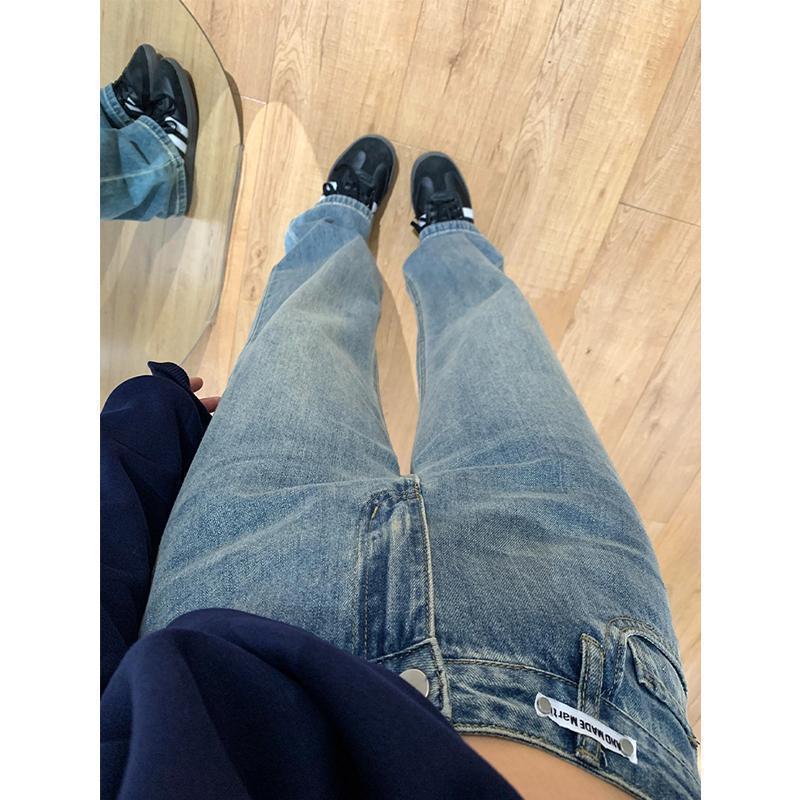 Spring and Autumn New Design Loose Straight-Leg Jeans for Women, Retro High-Waisted, Slimming, Drapey, Versatile Narrow-Cut Long Pants Trendy