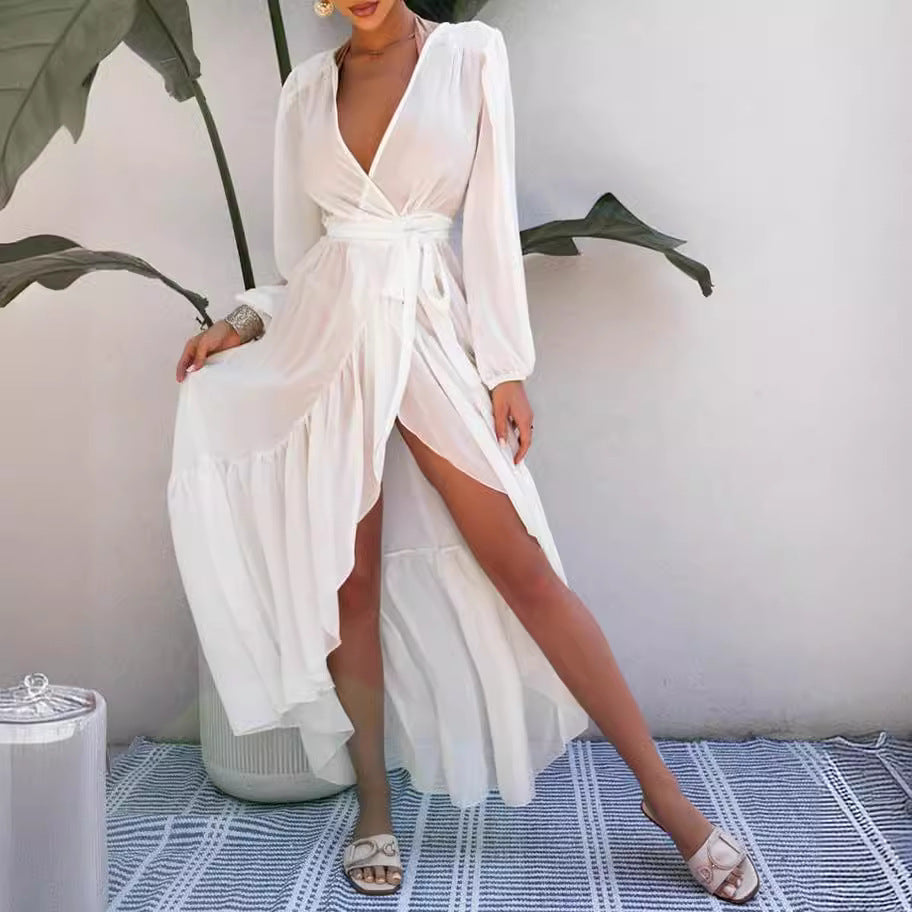 Solid Color Sunscreen Beach Vacation dress Blouse