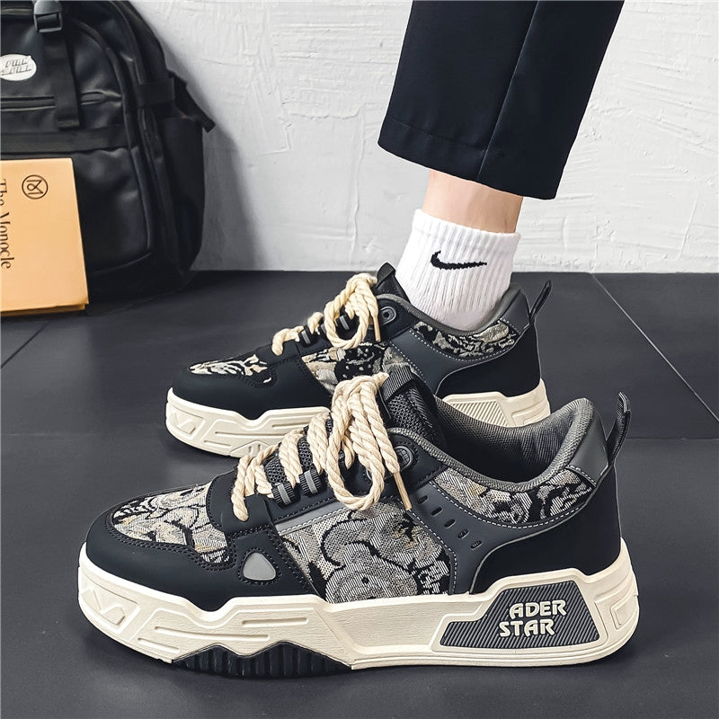 Men's Shoes Autumn Casual Design Niche Sneakers Youth Sports Thick-Soled Heightening Canvas Trendy Shoes