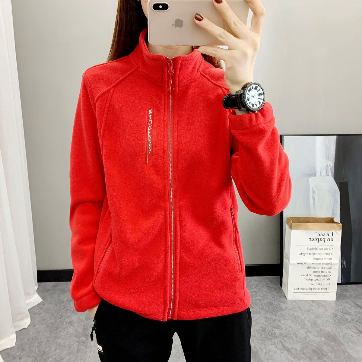 Spring and Autumn Fleece Clothes Women's Outdoor Warm Breathable Cardigan Vertical Collar Slimming Polar Fleece Jacket for Men's Climbing Cross-border Special