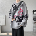 2025 New Autumn and Winter Men's Sweaters American Trendy Brand Letter Jacquard Round Neck Sweaters Fashionable Niche Loose Sweaters