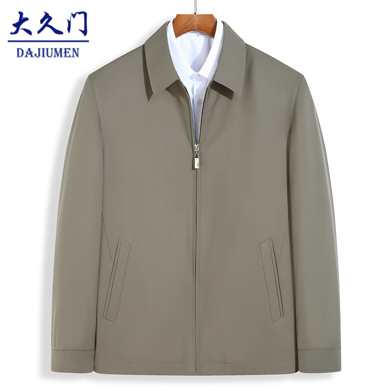 Jacket Coat Men's Autumn New Business Casual Loose Lap Upper Clothes for Middle-aged and Elderly Dad Men's Jacket