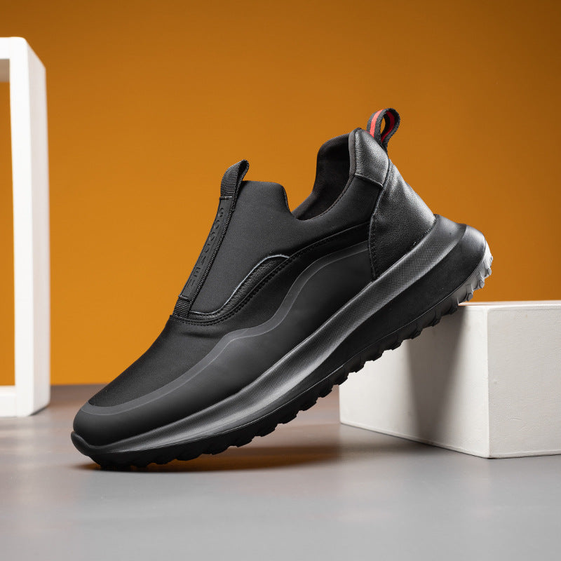 Men's Shoes, Autumn Breathable Thick-Soled Casual Shoes, Men's Spring and Autumn New Lightweight Soft-Soled Slip-On Round-Toe Loafers, Black