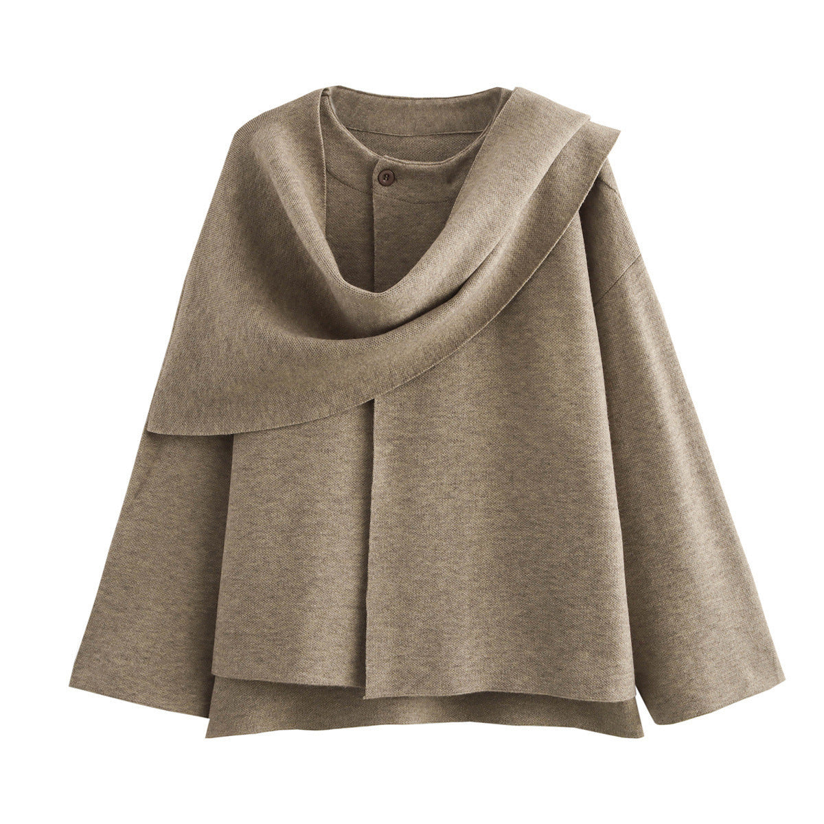 2024 New Winter Women's Clothing European and American Style Fashionable Asymmetrical Scarf Short Knitted Outwear Jacket