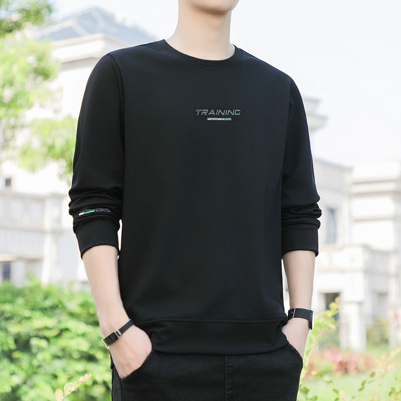 Sweater Men's Spring and Autumn New Cotton Loose Casual Long-sleeved T-shirt Men's Trendy All-match Base Shirt Top