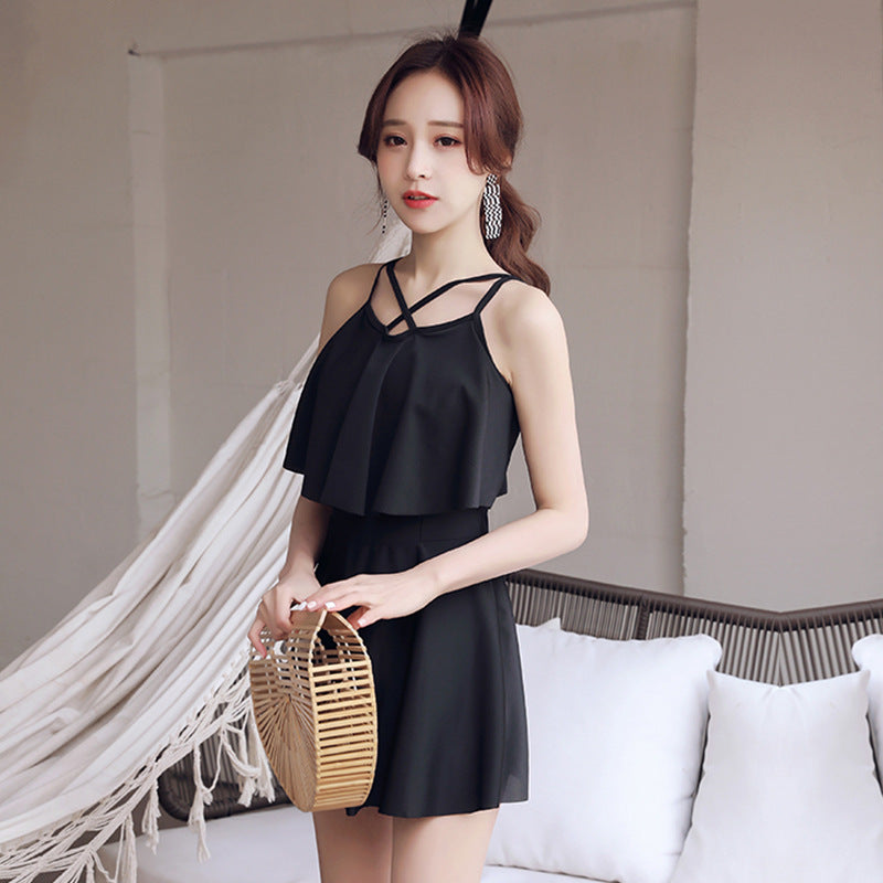 2026 Women's Two-Piece Swimwear, Large Size, Conservative, Slimming, Tummy-Covering, Sexy, Fashionable, Hot Spring Student Swimwear Wholesale