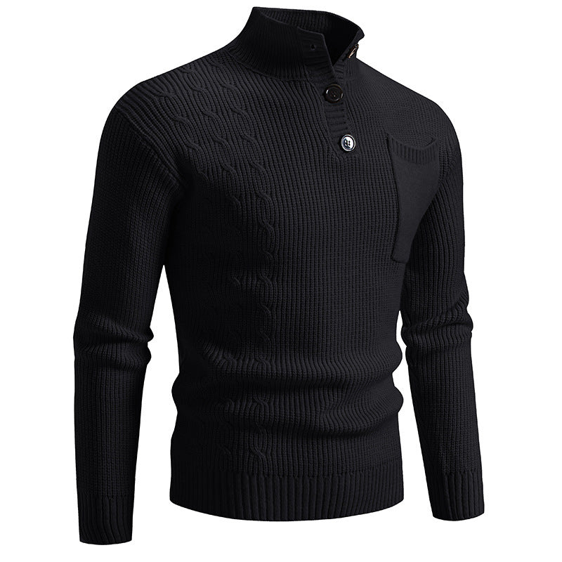 Sweater Men's Autumn and Winter Loose Warm Thick Line Semi-turtleneck Knitted Sweater Base Loose Coat Sweater in stock Hair
