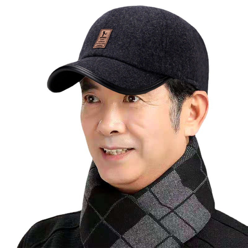 Winter Hats for Men, Middle-Aged and Elderly, Baseball Caps, Warm Ear Protection, Forward Hats for the Elderly, Cold-Proof Peaked Caps, Thickened and Warm