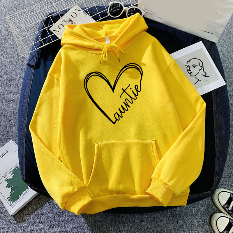 Foreign Trade Cross-border Auntie Love Printing Hooded Sweatshirt Autumn and Winter European and American Men's and Women's Jacket Coat Loose