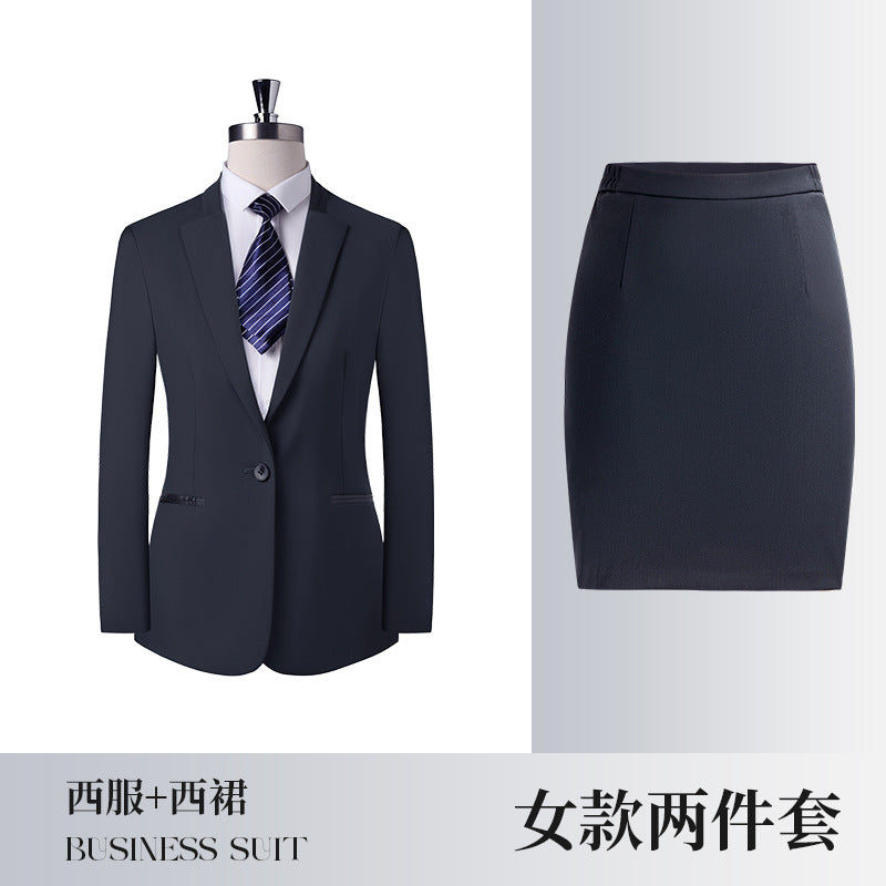Gray Business Attire for Men and Women, Autumn and Winter Slim Business Bamboo Pattern Suit, Women's Trousers and Vest