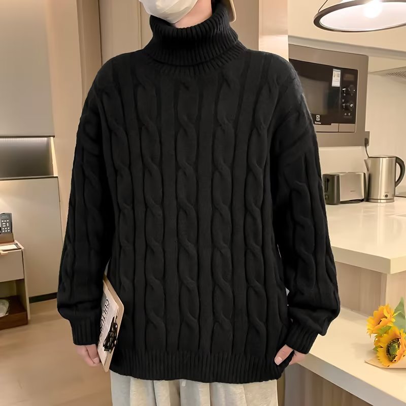 American retro twisted knitted sweater 2024 Spring and Autumn new men's and women's loose pullover bottoming long sleeve couple's sweater