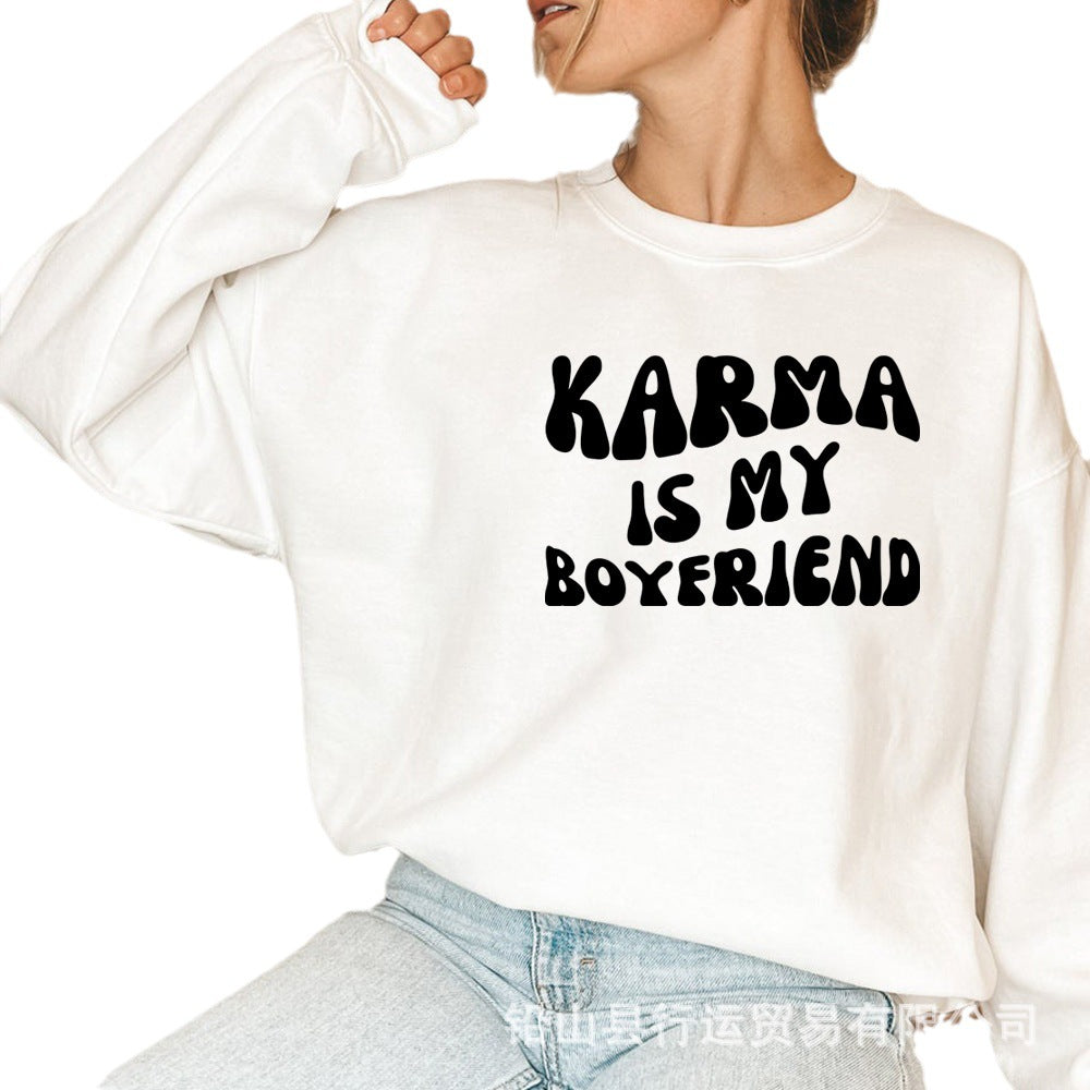 Fashionable Long-Sleeved Sweatshirt for Women 2023 Autumn and Winter New Loose Sweatshirt Letter Printed Round Neck Sweatshirt for Women