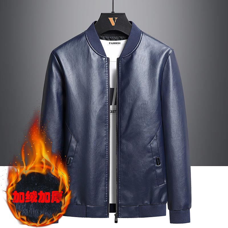 Foreign trade leather coat men's autumn new PU leather coat middle-aged men's thin leather jacket casual dad jacket men