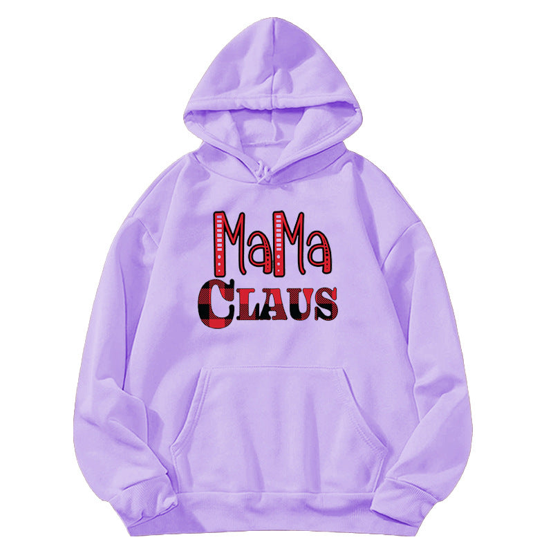 red plaid MAMA RIED printed hooded hoodie autumn and winter European and American women's