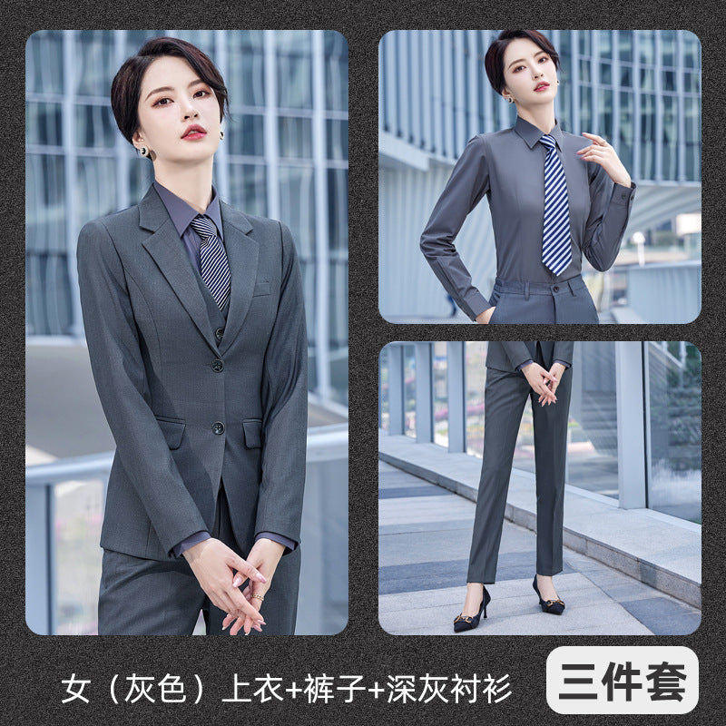 Suit Set Men's Business Wear Men's and Women's Same Formalism 4s Shop Tooling Sales Department Autumn and Winter Vest Work Clothes Suit