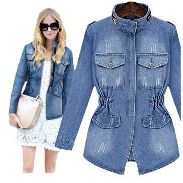 A large number of in stock European and American style European and American style washed vintage all-match distressed women's Denim coat jacket top