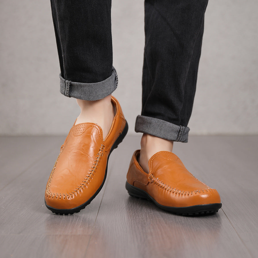 Men's Leather Shoes, Slip-On Loafers, Driving Shoes, Soft Surface, Men's Casual Leather Shoes, Non-Slip and Wear-Resistant