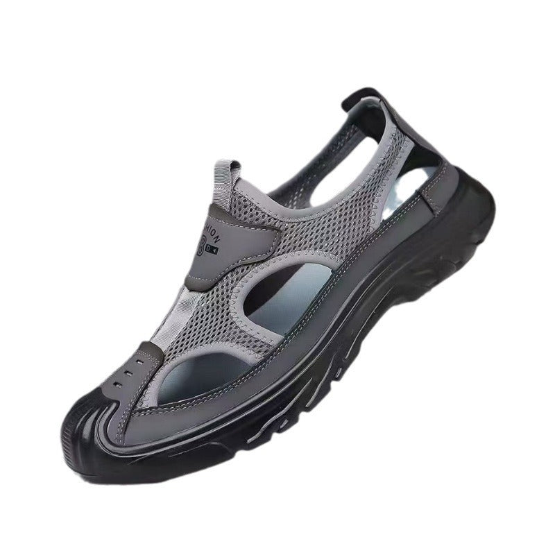 Men's Shoes Summer New Men's Sandals Hollow Mesh Comfortable Casual Shoes Soft Sole Slip-On Beach Shoes Wholesale
