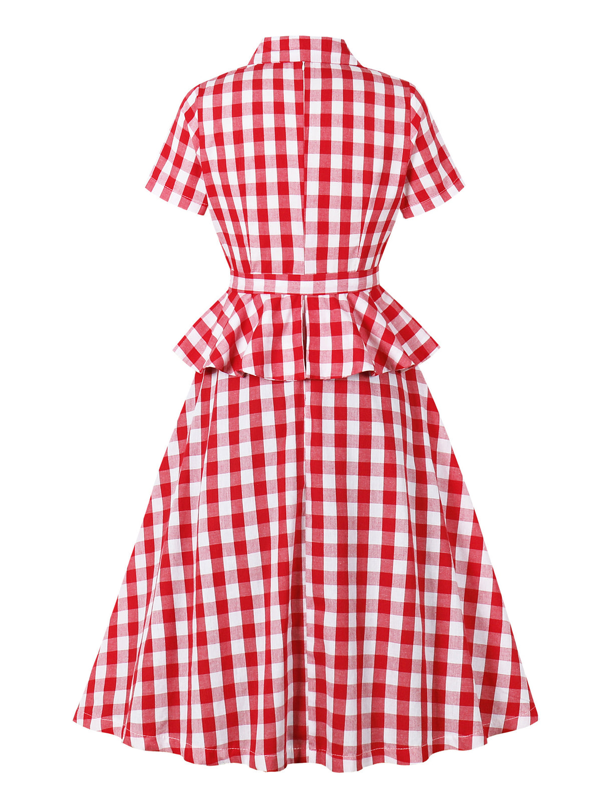 European and American Amazon cross-border suit collar plaid retro ruffled strap waist Hepburn style women's dress