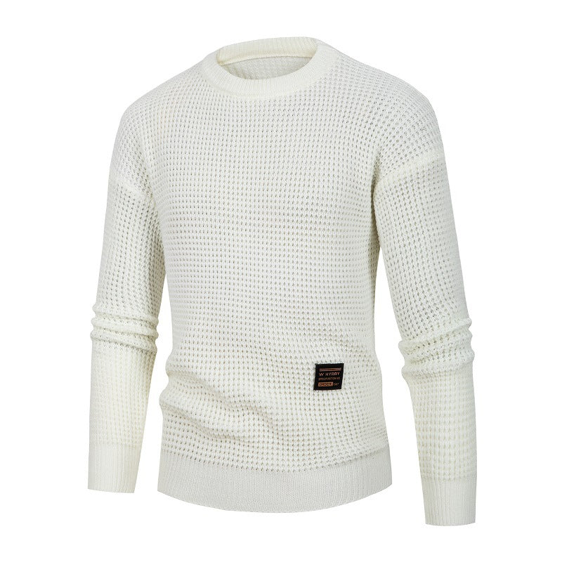 Amazon 2024 New Autumn and Winter Men's Crewneck Sweater Men's European and American Solid Color Base Sweater Fashion Top