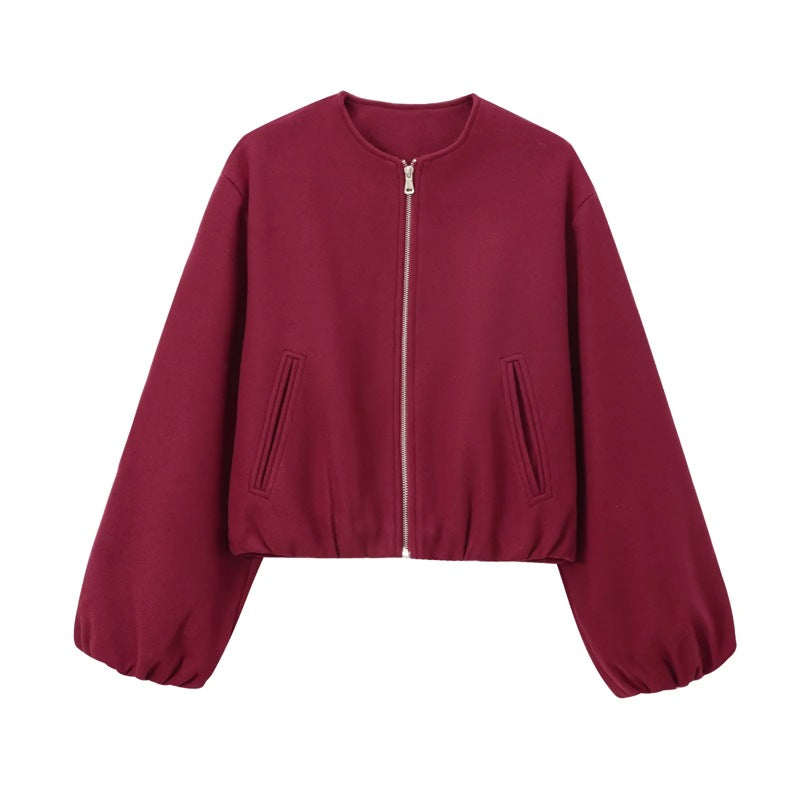 KAOPU ZA Women's 2025 Winter Soft Base All-Match Long Sleeve Soft Bomber Jacket Coat