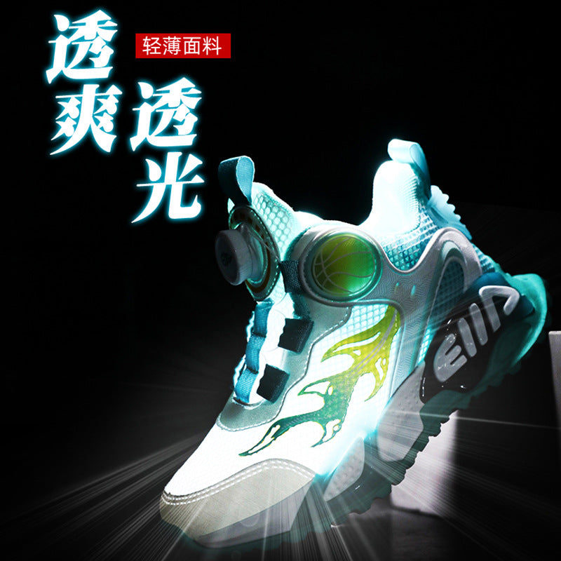 Children's Basketball Shoes 2026 Spring New Boys' Mesh Breathable Sports Shoes for Older Kids Practical Shock-Absorbing Running Shoes