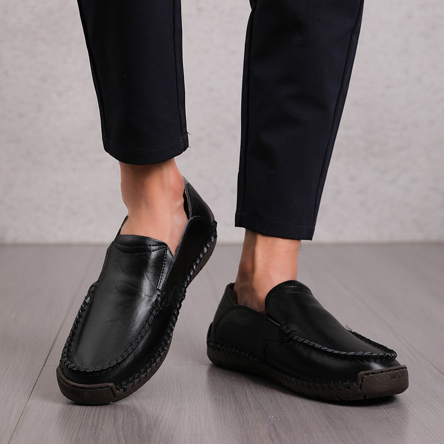 Large Size Loafers for Men, Leather Shoes with Wide Toe Box, Soft Sole, Soft Surface, Genuine Leather Slip-On Driving Shoes, Durable