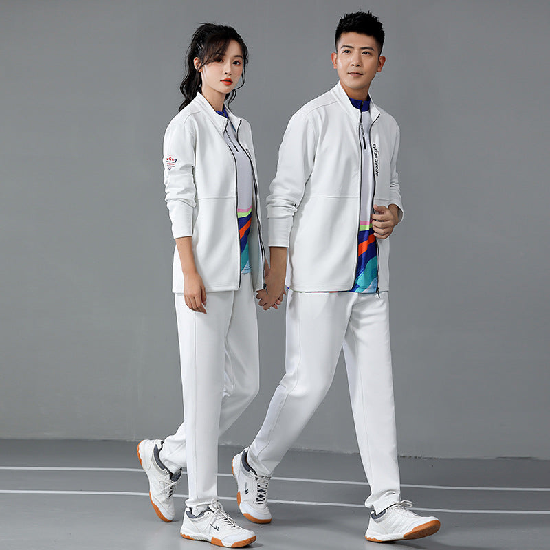 New Badminton Jacket Black and White Suit for Men and Women Long-Sleeved Volleyball Uniform Table Tennis Uniform Competition Training Uniform