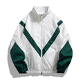 Trendy Brand Reflective Patchwork Stand-Up Collar Jacket Spring and Autumn Loose Sports Casual Jacket for Men