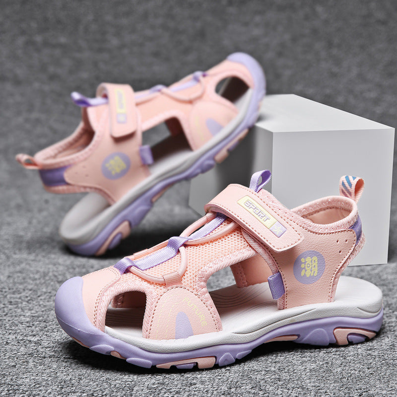 Wholesale Boys Sandals Baotou 2025 Summer Mid-Big Kids Soft Sole Non-Slip Beach Shoes Student Lightweight Sports Sandals