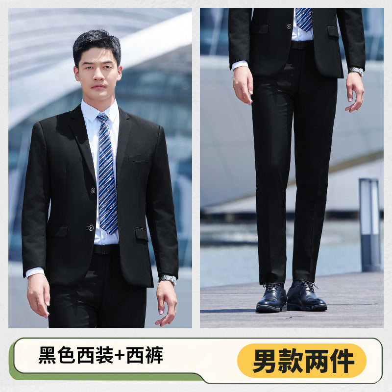 Autumn and Winter Thickened Men's Double-button Black Interview Business Dress Unisex Business Suit suit Three-piece Set
