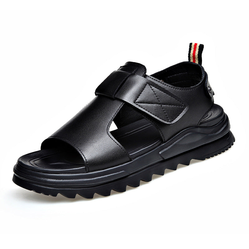 Men's Sandals 2024 Summer New Fashion Breathable Casual Soft Bottom Beach Shoes Trendy Casual Leather Sandals