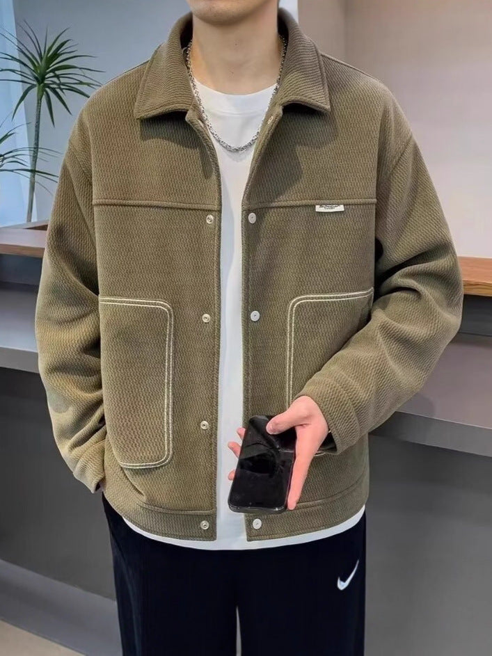Spring and Autumn 2025 New Men's Jackets Trendy Handsome Versatile Casual Lapel Jackets