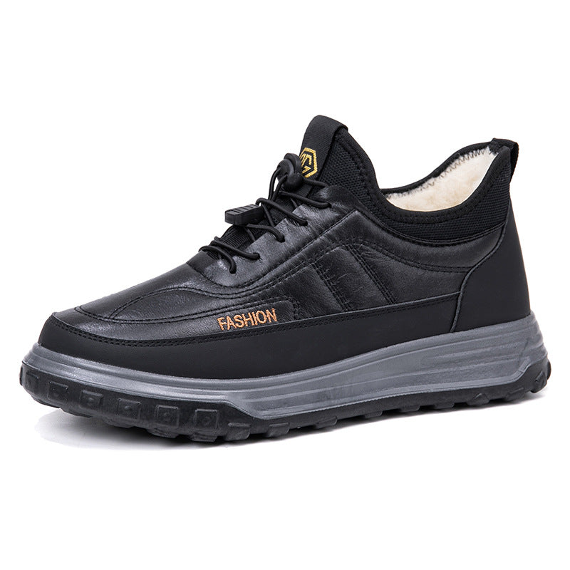 New Winter Boots Wholesale Old Beijing Men's Shoes Warm Sheepskin Dad Shoes Snow Boots with Extra Fleece and Thickened Cotton Shoes