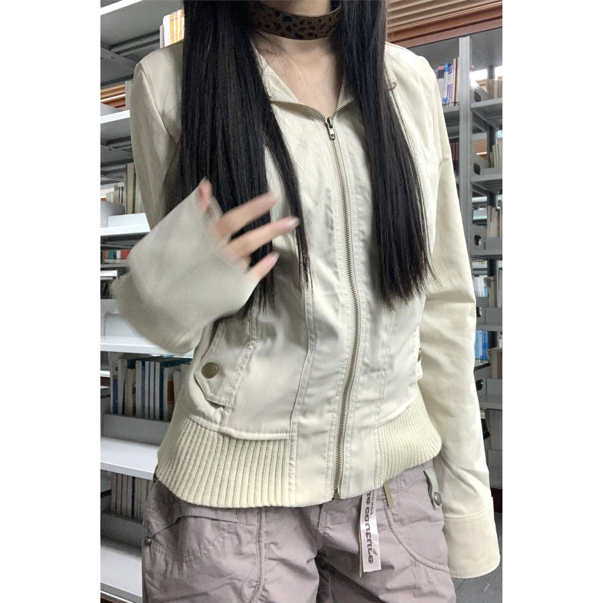 Short Work Jacket Women's Thin Vertical Collar Slim-fit Slimming Spring and Autumn Neutral Jacket Niche Loose Casual Top