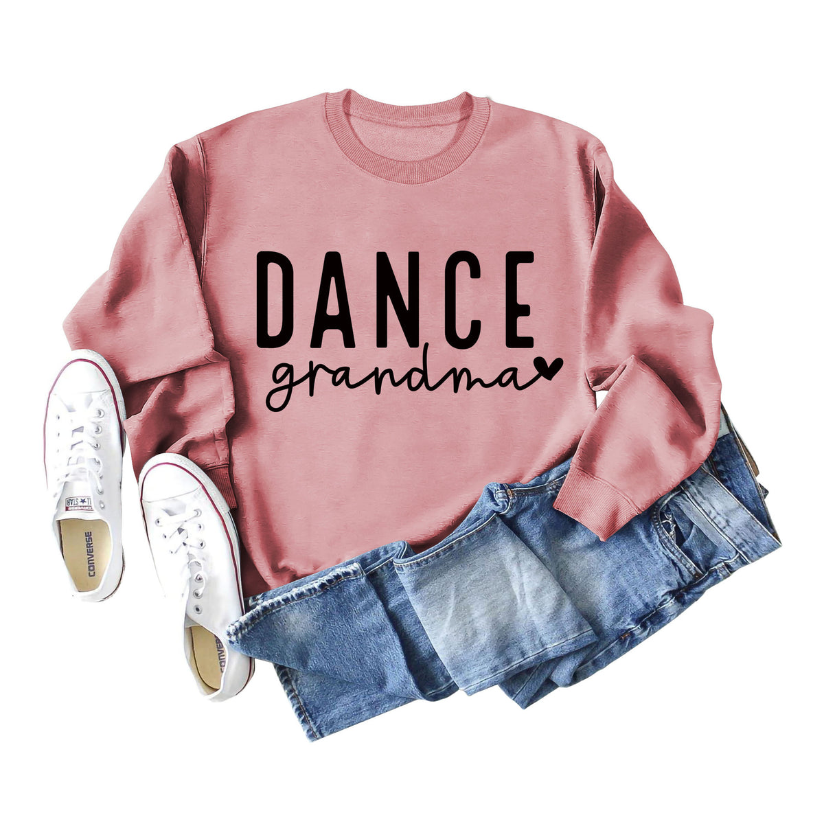 Amazon independent station Dance grandma love letter fashion loose round neck autumn and winter long sleeve sweater women