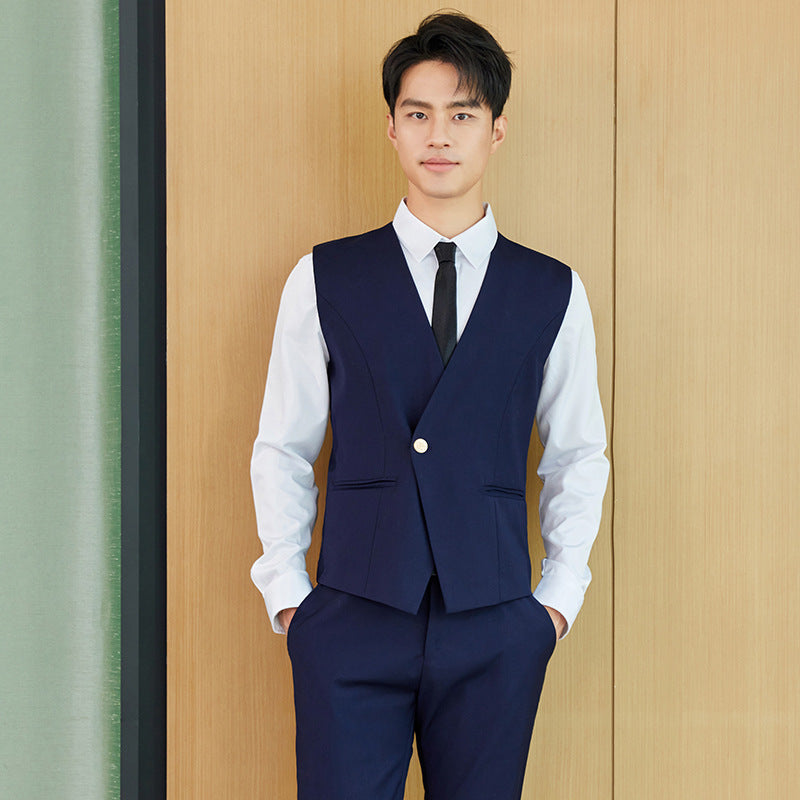 Gray vest suit men and women with the same style spring and autumn temperament hotel front desk overalls business attire vest sales tooling