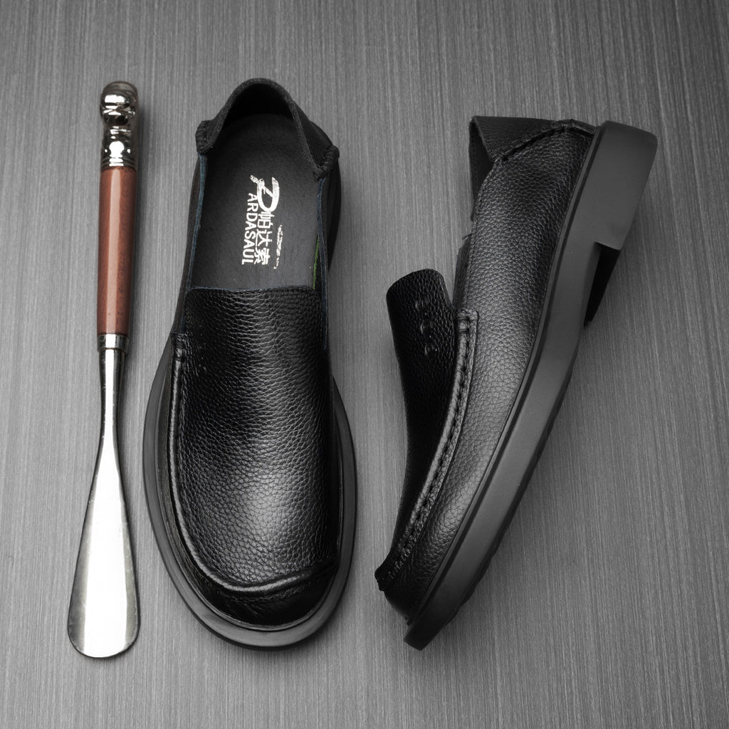Men's Shoes Are Breathable and Fashionable in Summer, New Trendy Loafers, Wide-Foot British Business Men's Casual Leather Shoes, Genuine Leather