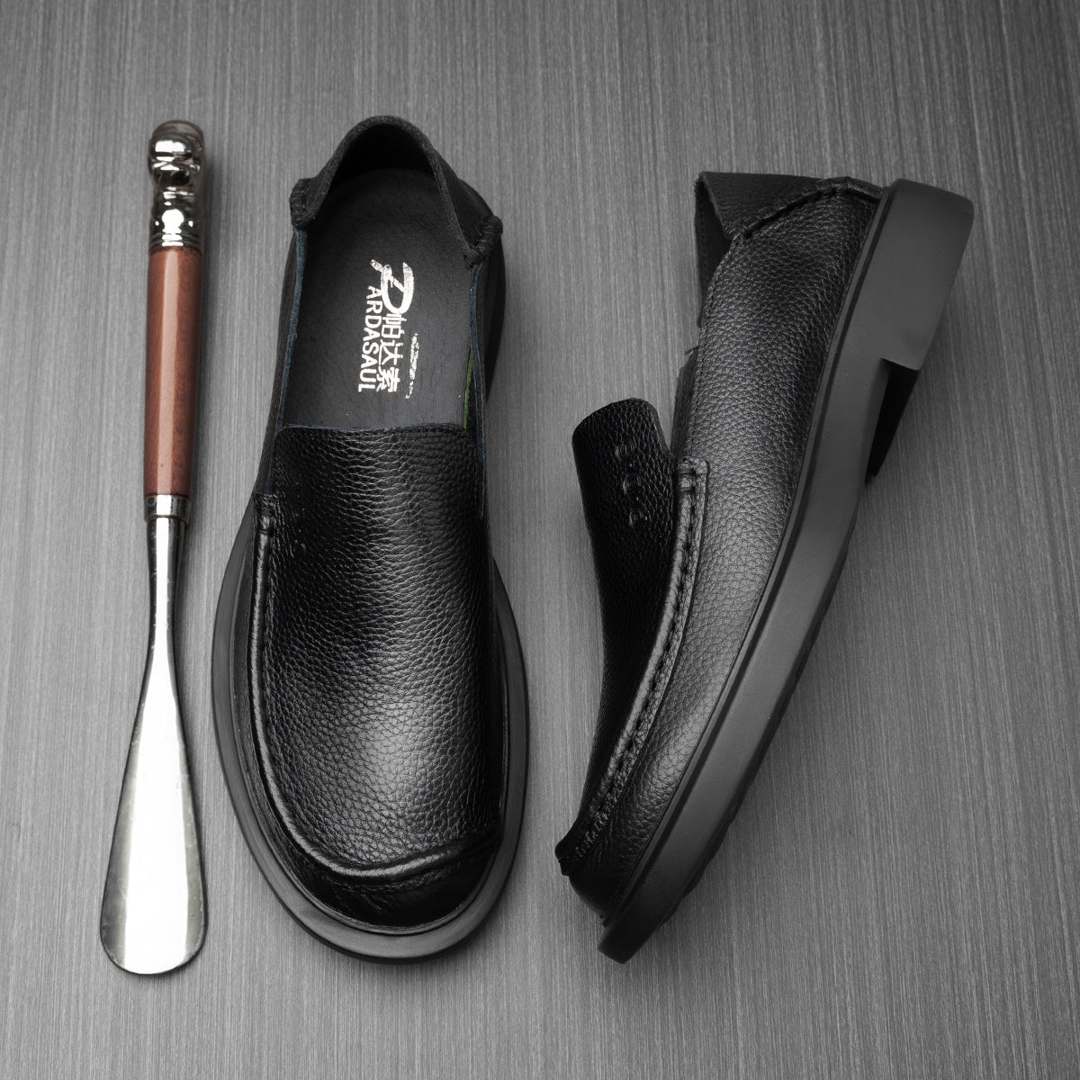 Men's Shoes Are Breathable and Fashionable in Summer, New Trendy Loafers, Wide-Foot British Business Men's Casual Leather Shoes, Genuine Leather