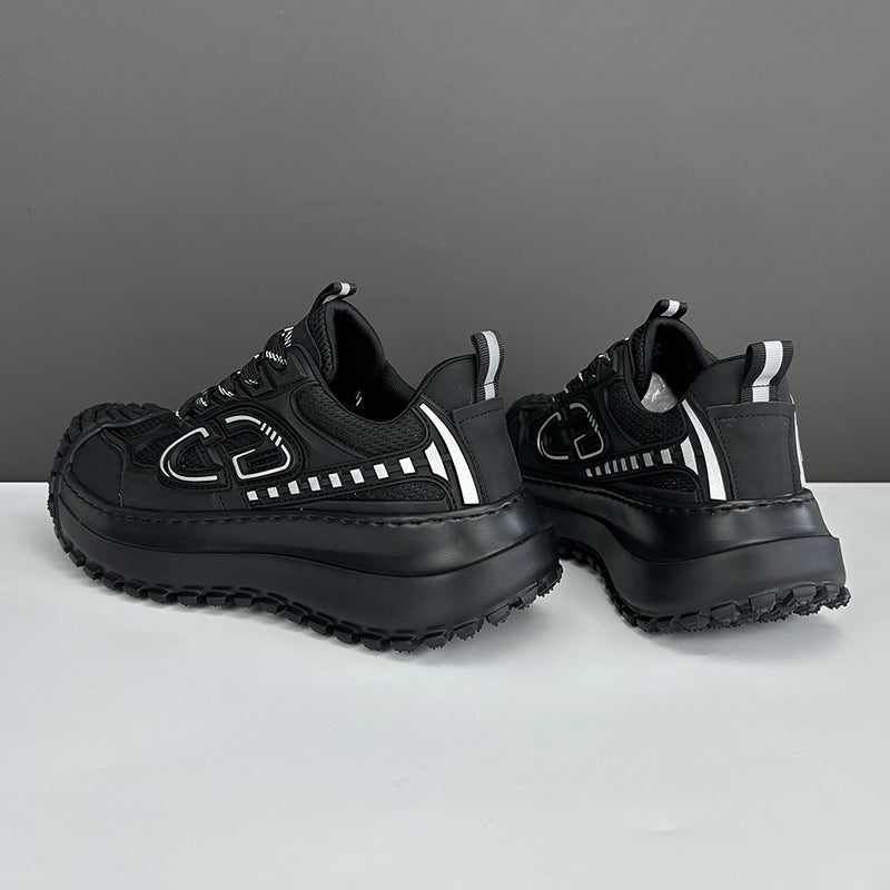 2025 Summer New Men's Shoes Increased Thick Bottom Breathable Mesh Sports Casual Shoes Mecha Style Niche Torre Shoes