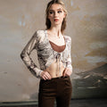Spring and Summer Blouses, Sports Yoga Outer Tops, Printed Mesh Tops