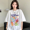 New Summer Short-Sleeved T-Shirt for Women with Printed Cartoon Round Neck Bottoming Shirt Niche Loose Versatile Top Short-Sleeved T-Shirt