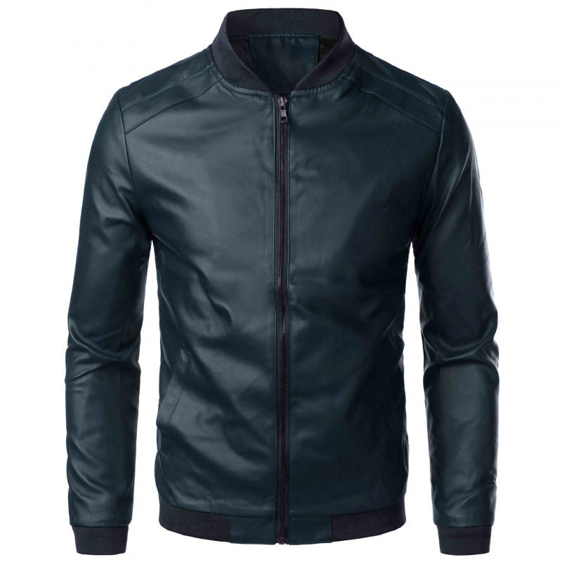 Cross-Border E-Commerce Foreign Trade Men's Clothing Plus Size Leather Jacket for Big and Tall Men, Winter Men's Pu Leather Jacket, Baseball Leather Jacket, 4 Color Options