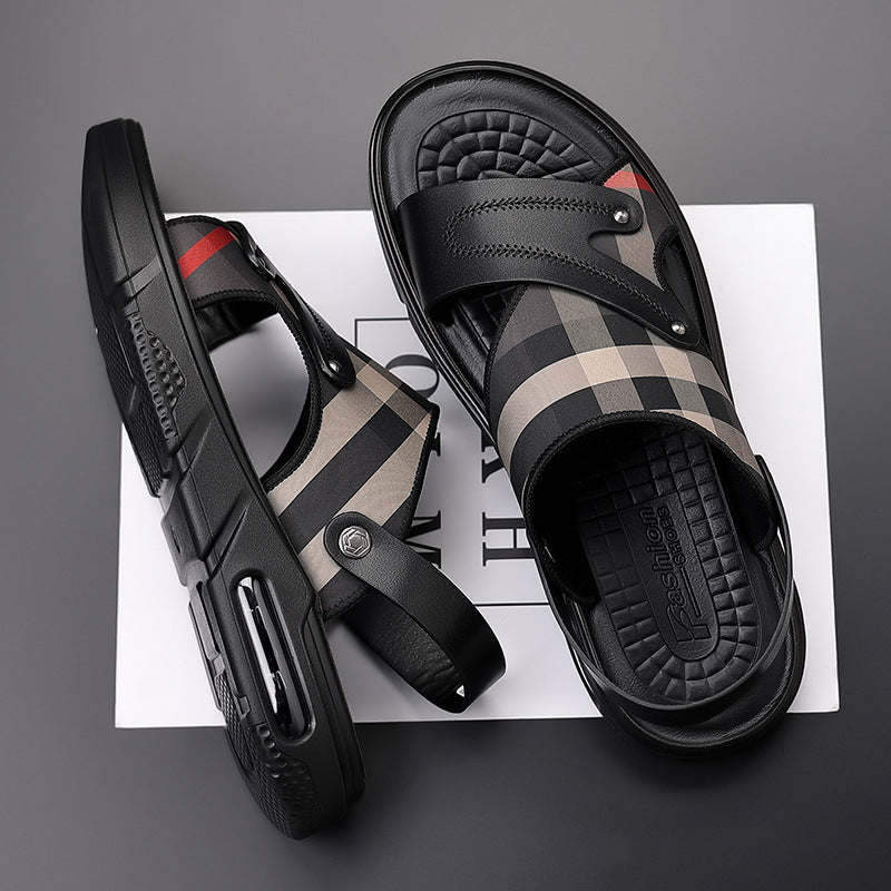 Sandals Men's 2023 New Summer Height-increasing Air Cushion Sports Non-slip Soft Bottom Outdoor Dual-use Beach Sandals and Slippers for Men